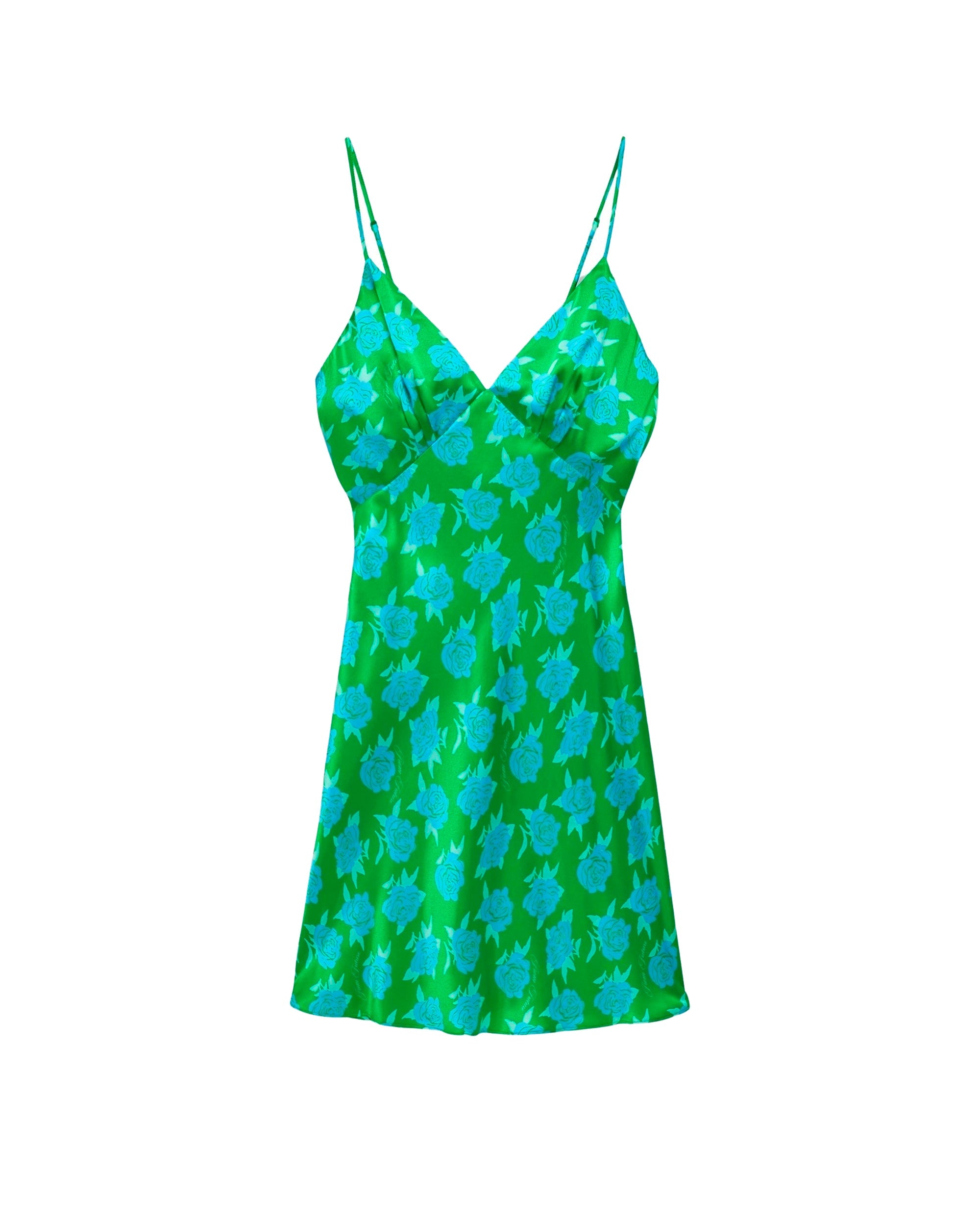 Robe courte Gloria en soie - Little Roses & Green