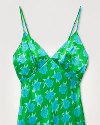 Robe courte Gloria en soie - Little Roses & Green