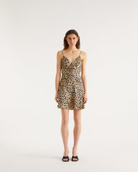 Robe courte Gloria en soie - Leopard Print