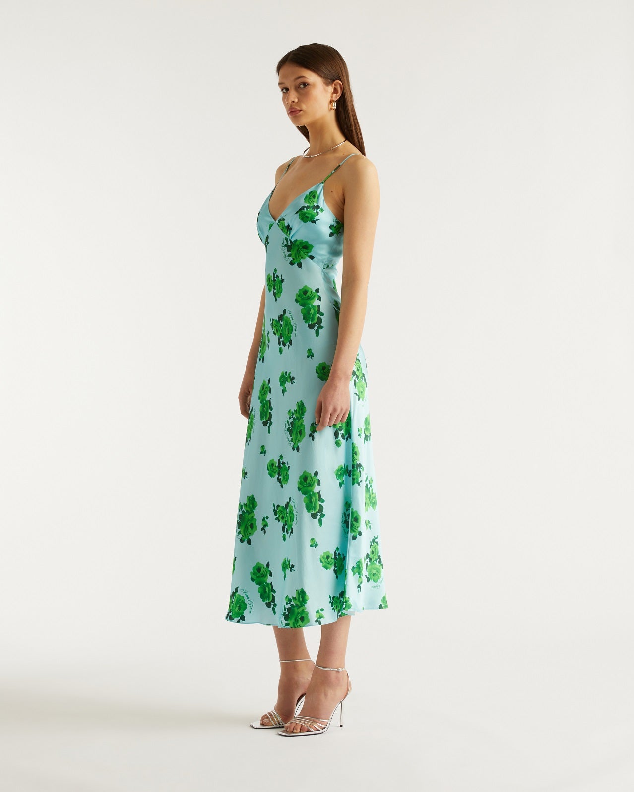Robe longue Gigi en soie - Rosae Aqua & Blue