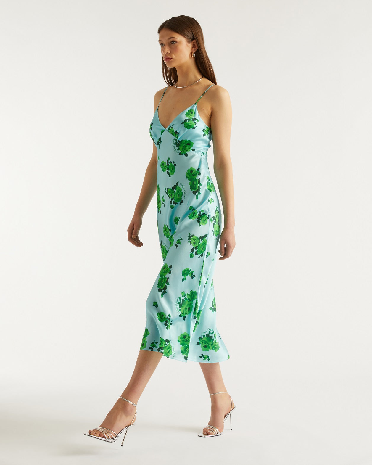 Robe longue Gigi en soie - Rosae Aqua & Blue