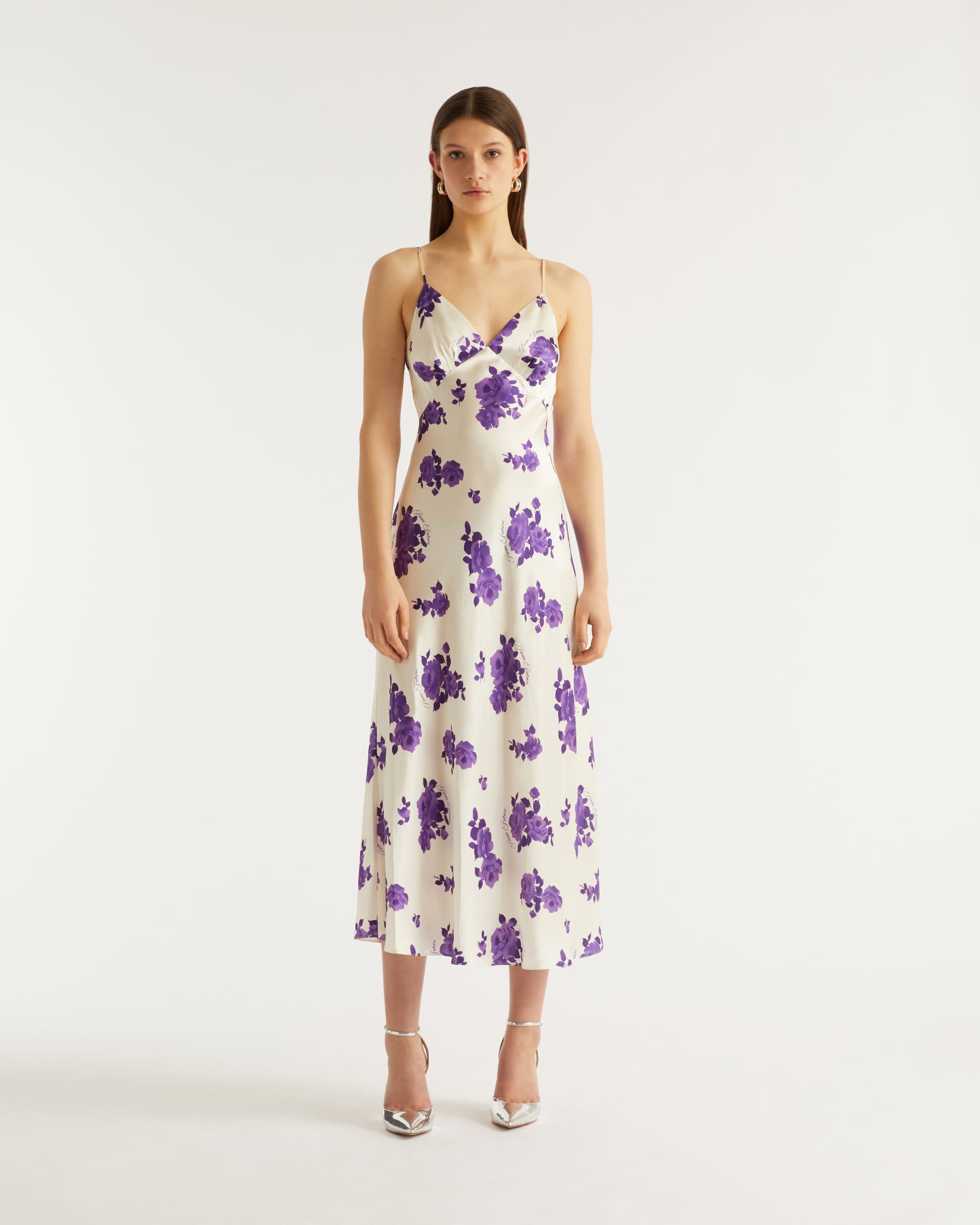 Robe longue Gigi en soie - Rosae Aqua & Purple