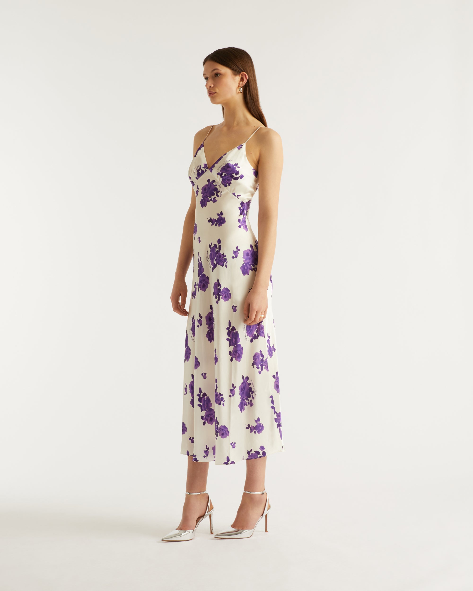 Robe longue Gigi en soie - Rosae Aqua & Purple