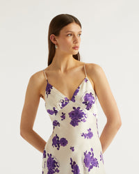 Robe longue Gigi en soie - Rosae Aqua & Purple