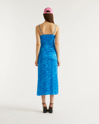 Robe longue Barbara en soie - Blue Zebra