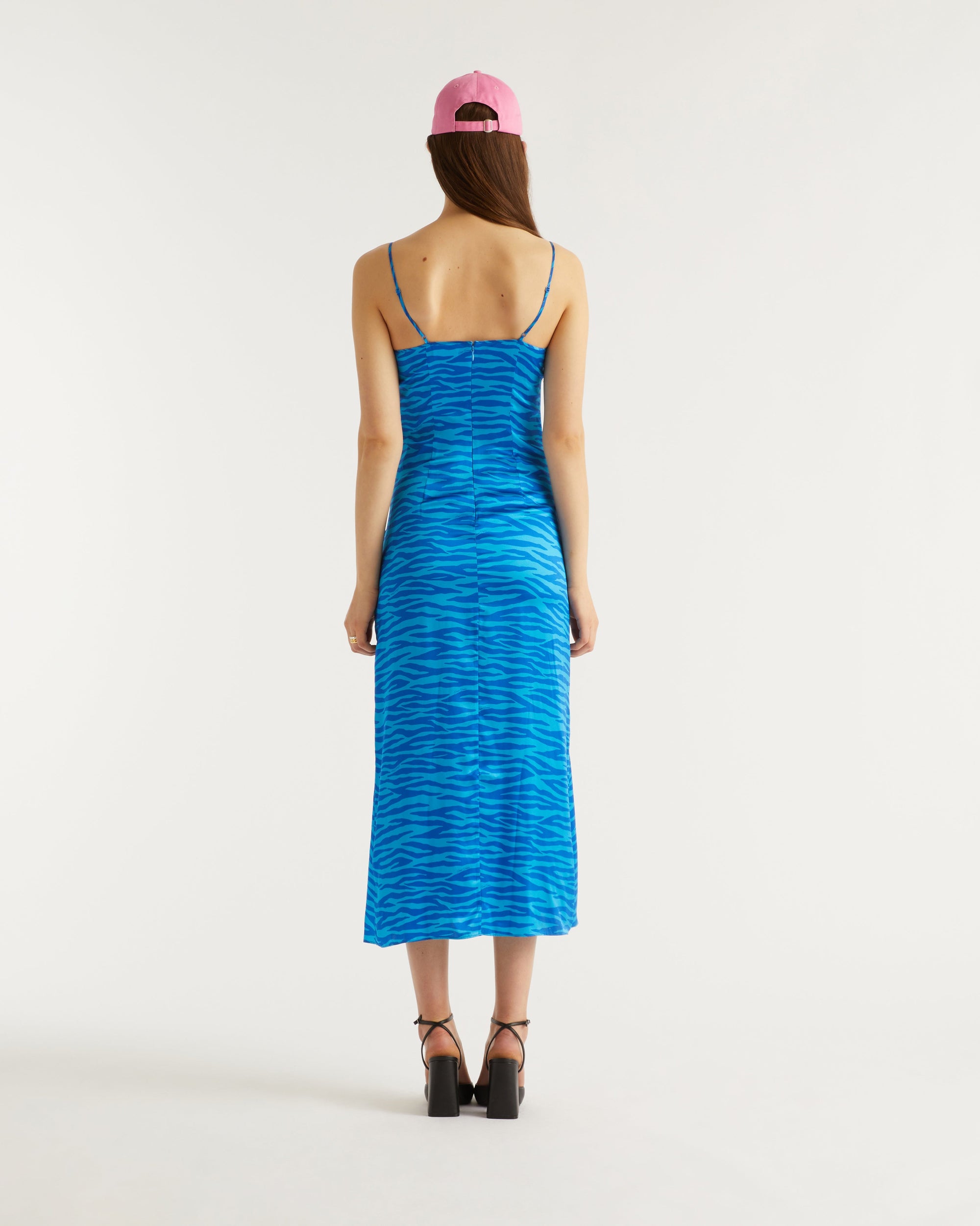 Robe longue Barbara en soie - Blue Zebra