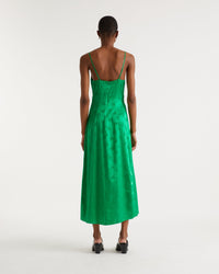 Robe longue Barbara en soie - Green Jacquard