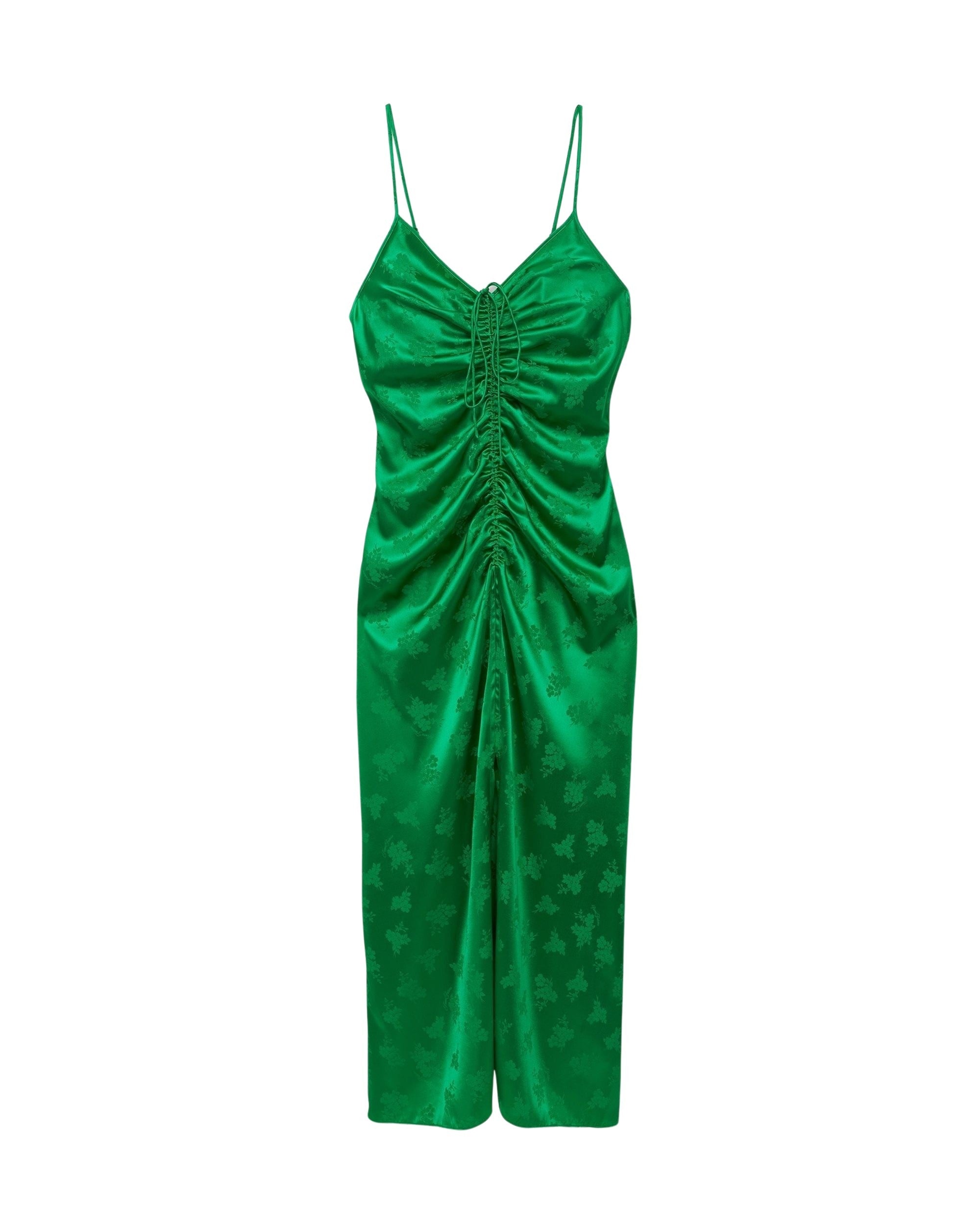 Robe longue Barbara en soie - Green Jacquard