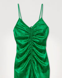 Robe longue Barbara en soie - Green Jacquard