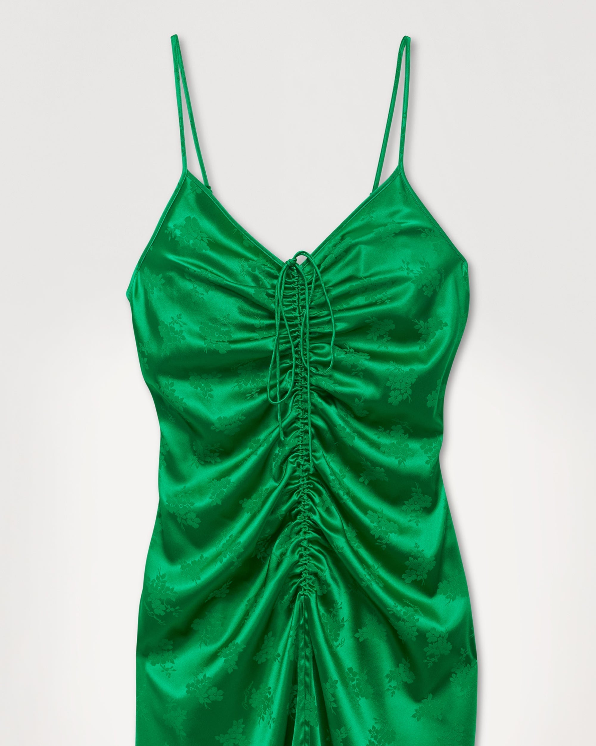Robe longue Barbara en soie - Green Jacquard