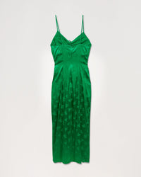 Robe longue Barbara en soie - Green Jacquard