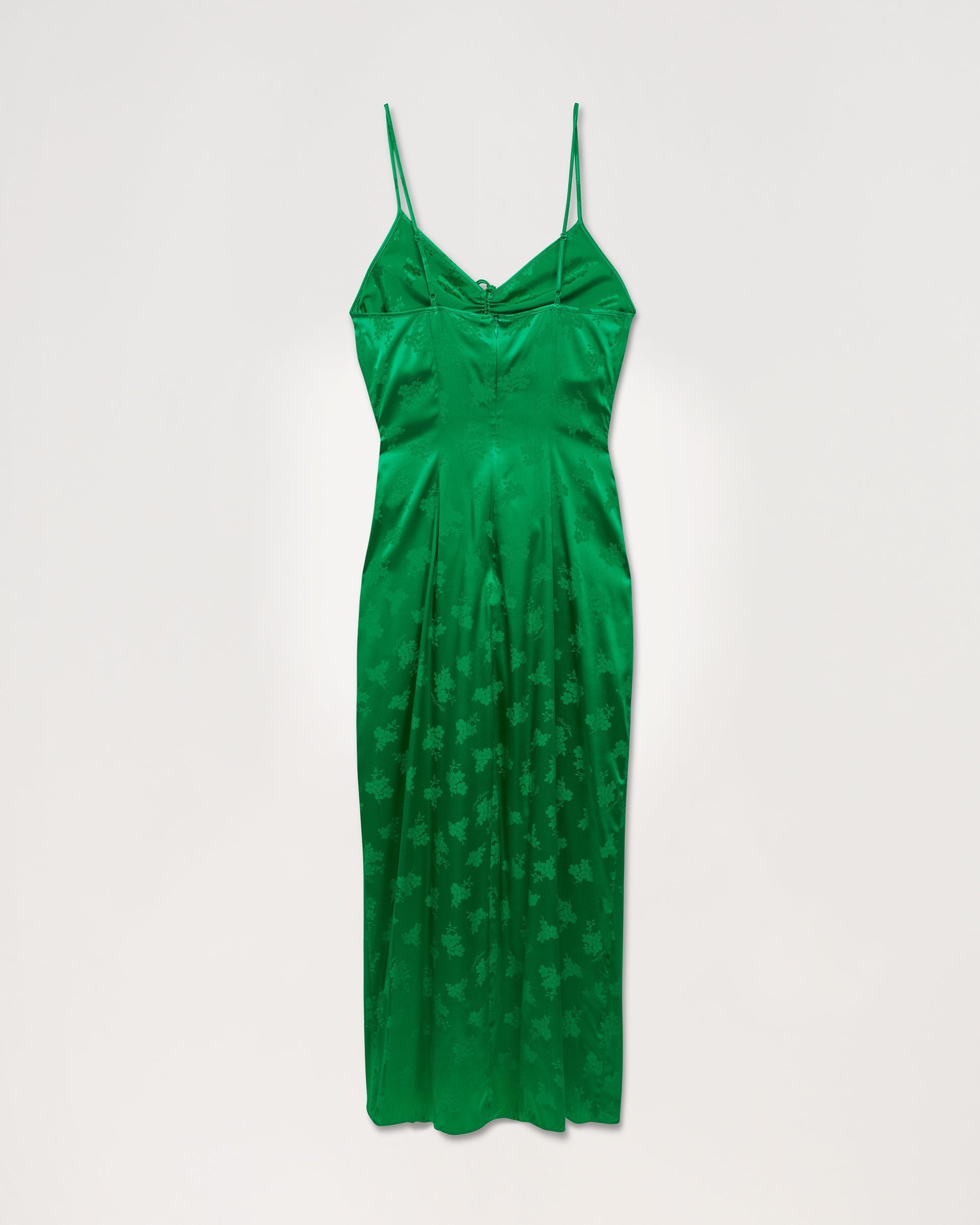 Robe longue Barbara en soie - Green Jacquard