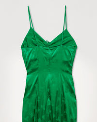 Robe longue Barbara en soie - Green Jacquard