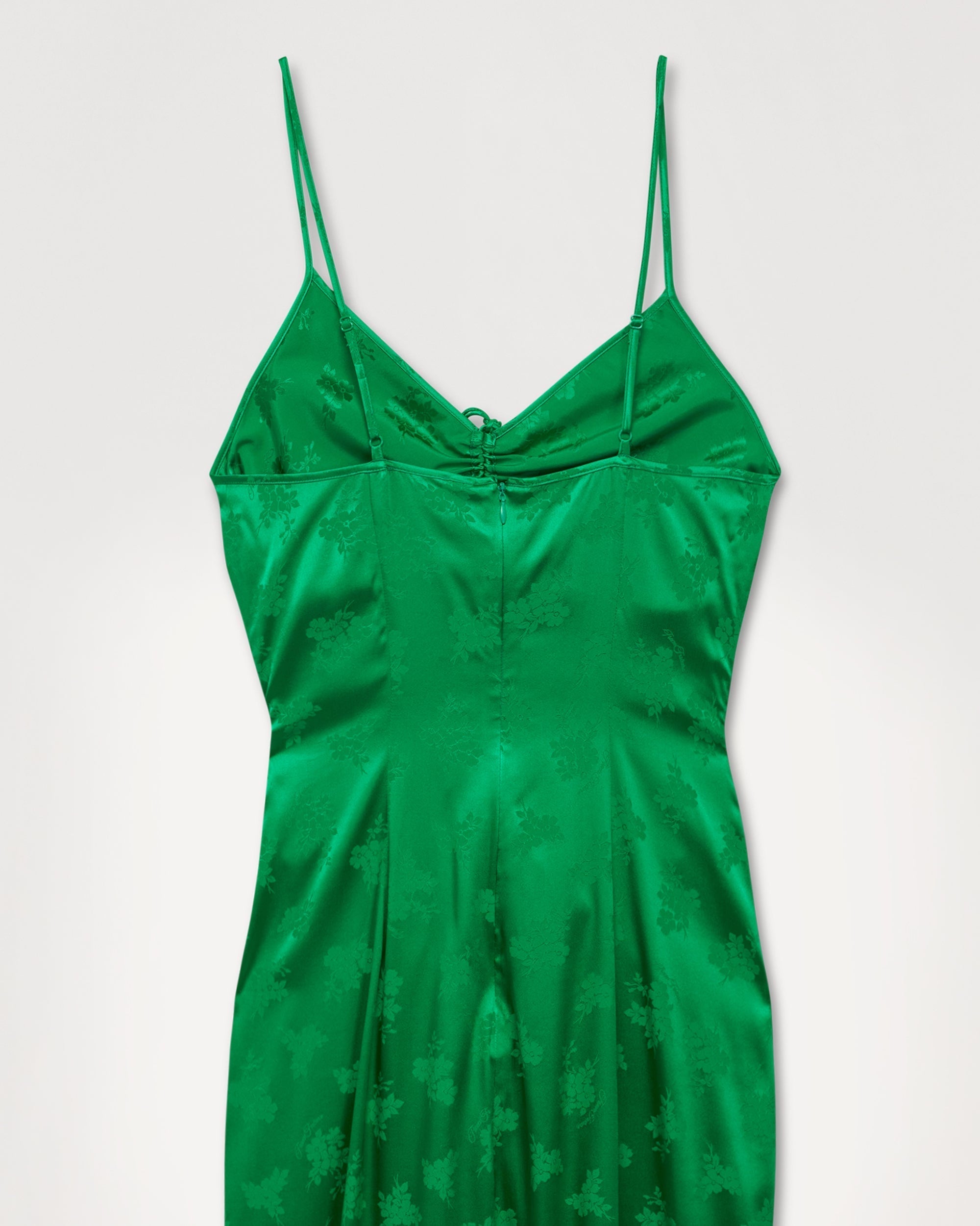 Robe longue Barbara en soie - Green Jacquard