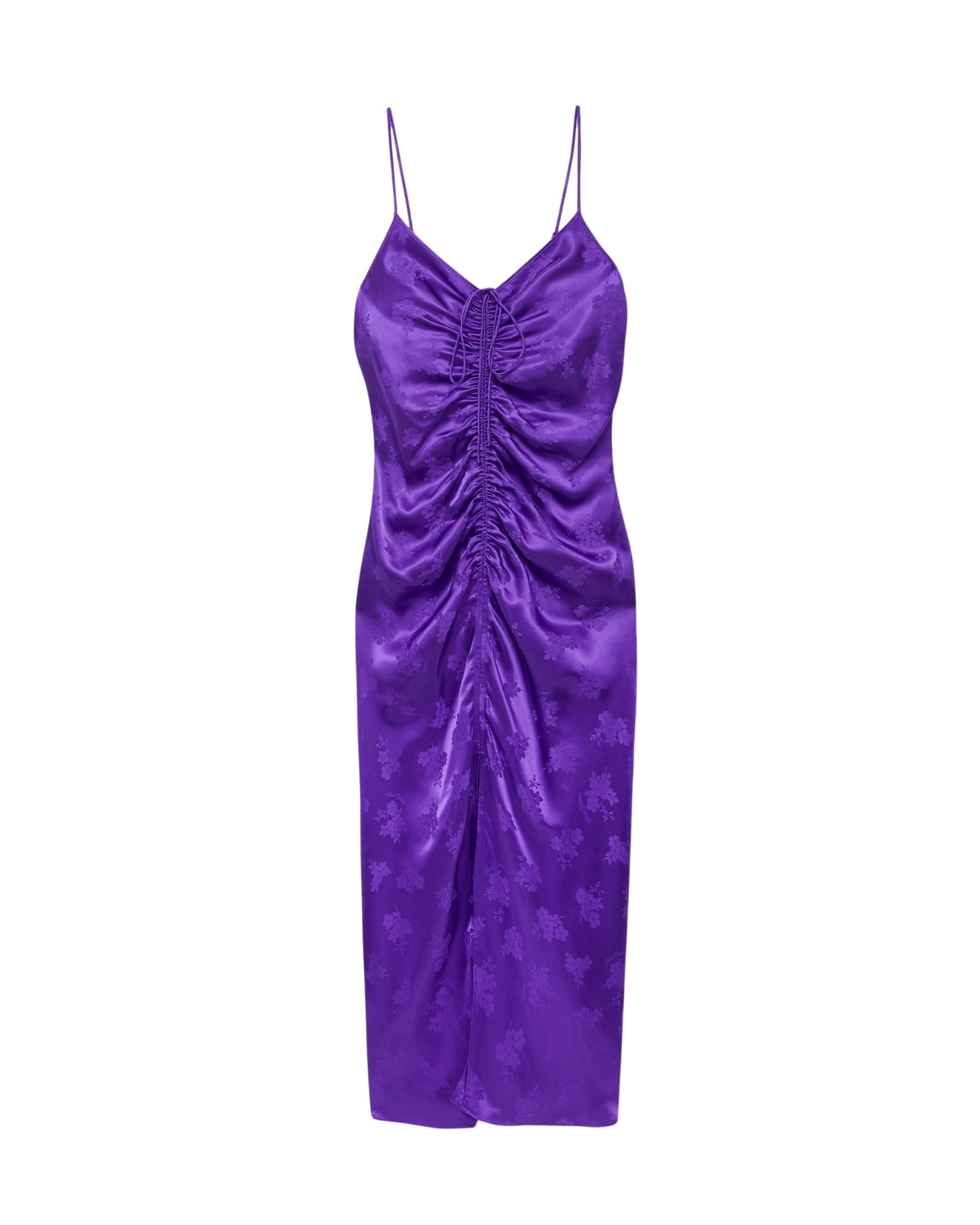 Robe longue Barbara en soie - Purple Jacquard