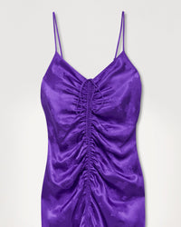 Robe longue Barbara en soie - Purple Jacquard