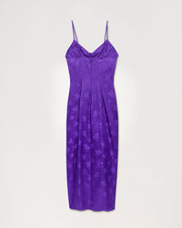 Robe longue Barbara en soie - Purple Jacquard