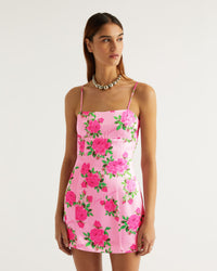 Robe courte Billie en soie - Big Roses