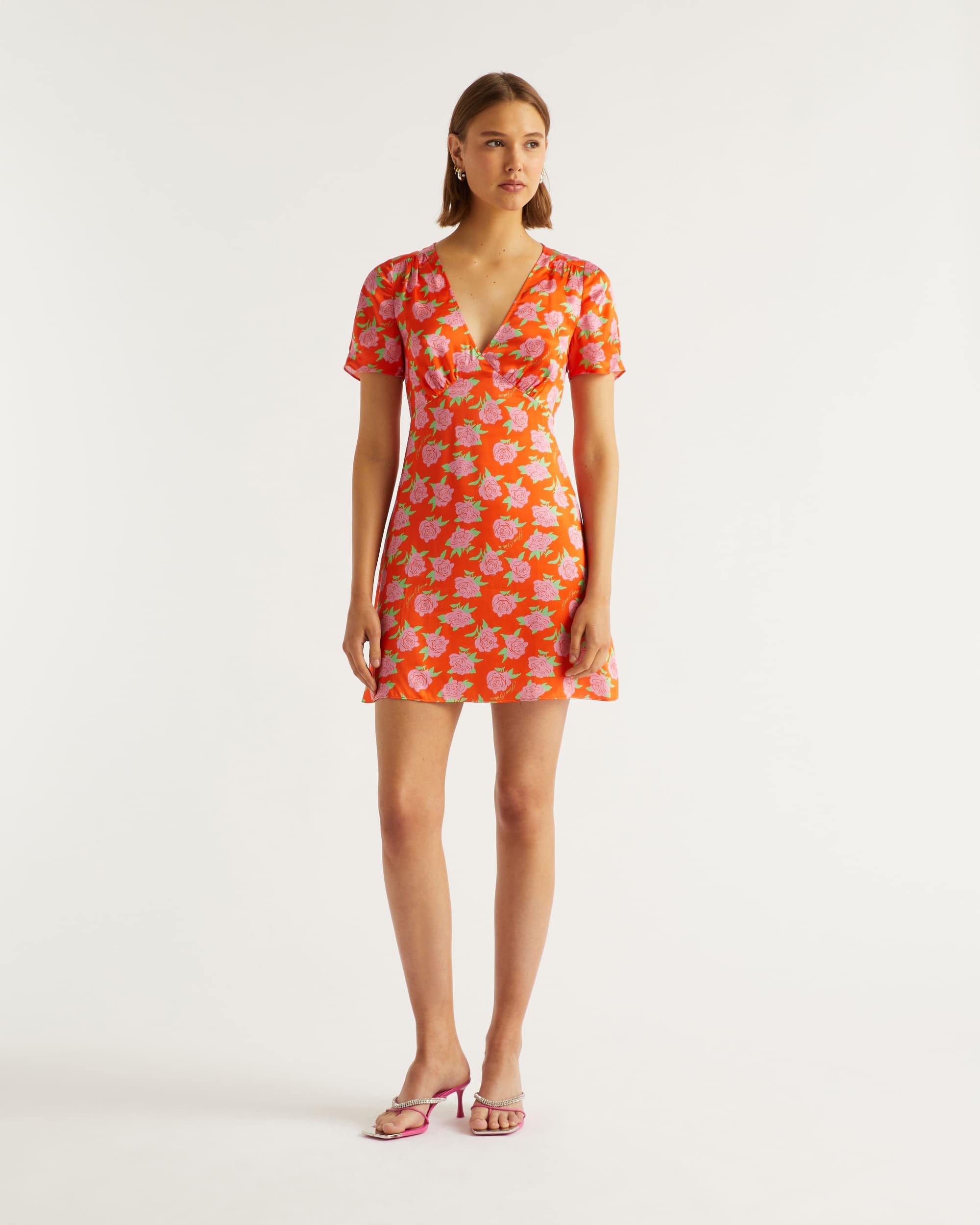 Robe courte Dylan en soie - Little Roses