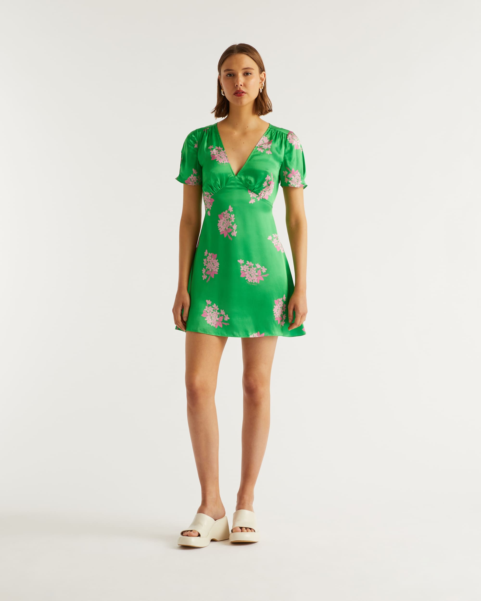 Robe courte Dylan en soie - Big Bouquet