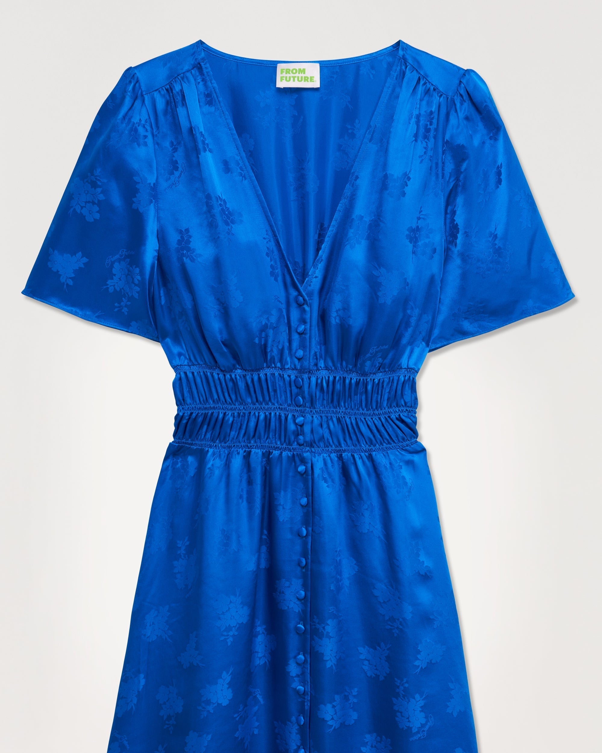 Robe longue Alicia en soie - Blue Jacquard