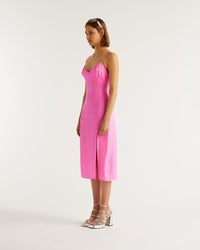 Robe longue Blake en soie - Pink Jacquard