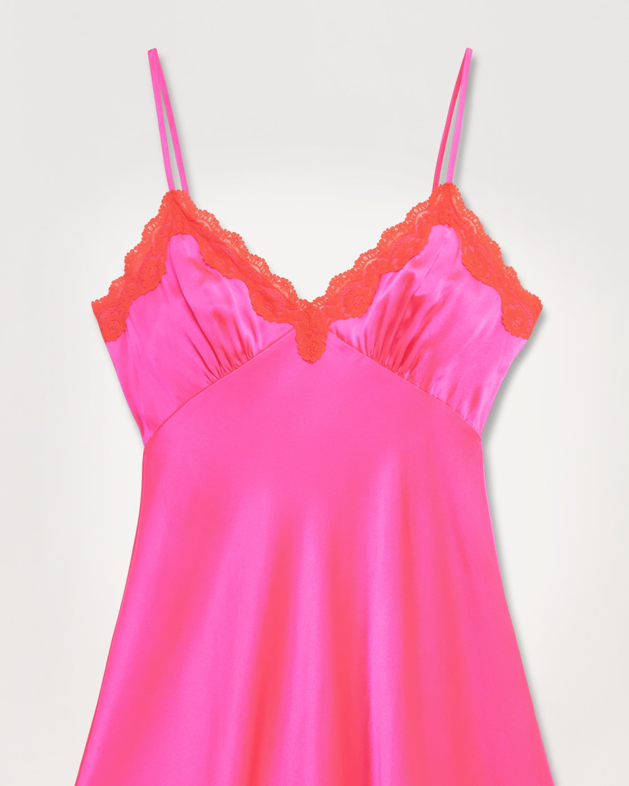 Robe courte Bianca en soie - Neon Pink