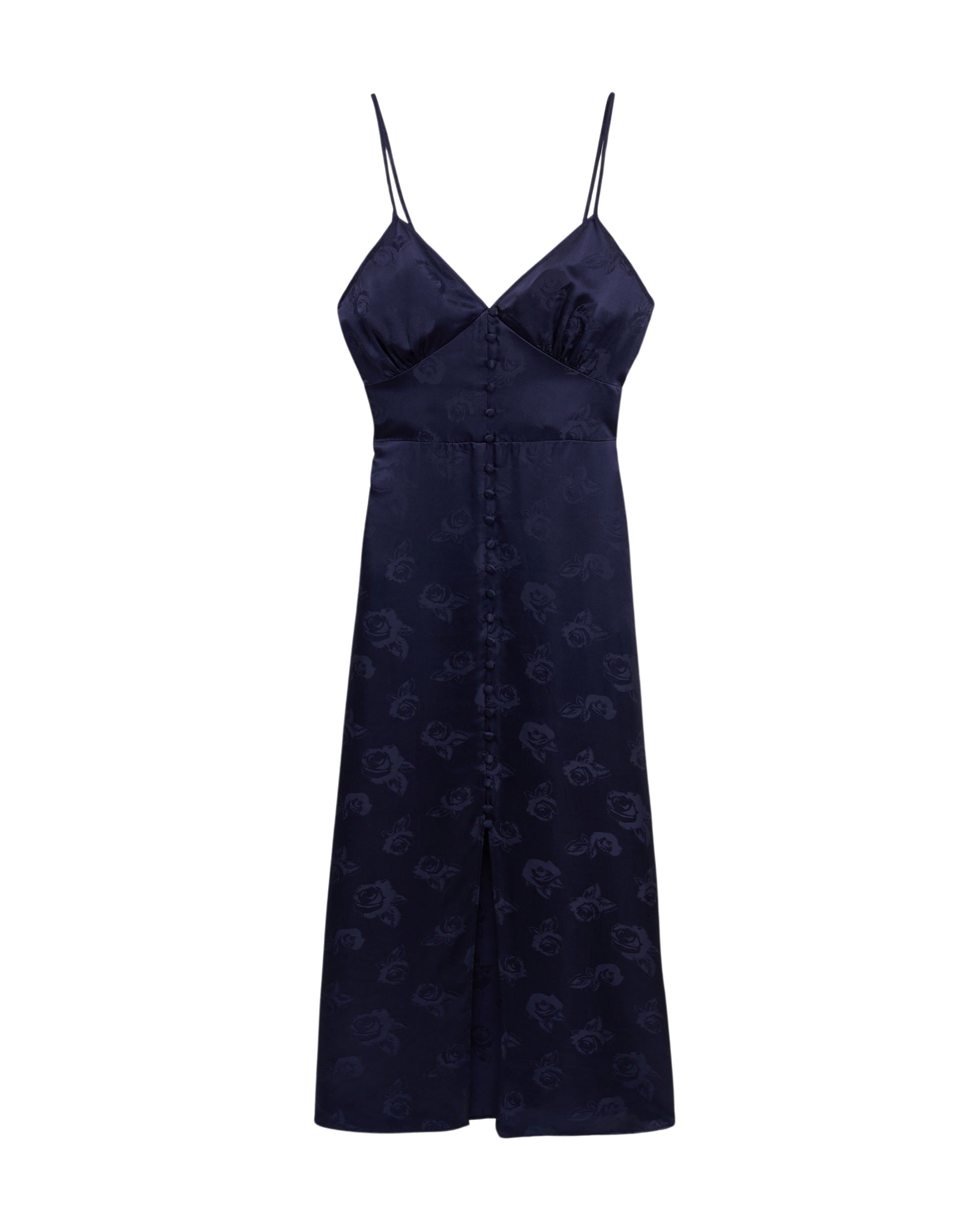 Robe longue Martha en soie - Navy Jacquard