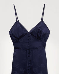 Robe longue Martha en soie - Navy Jacquard