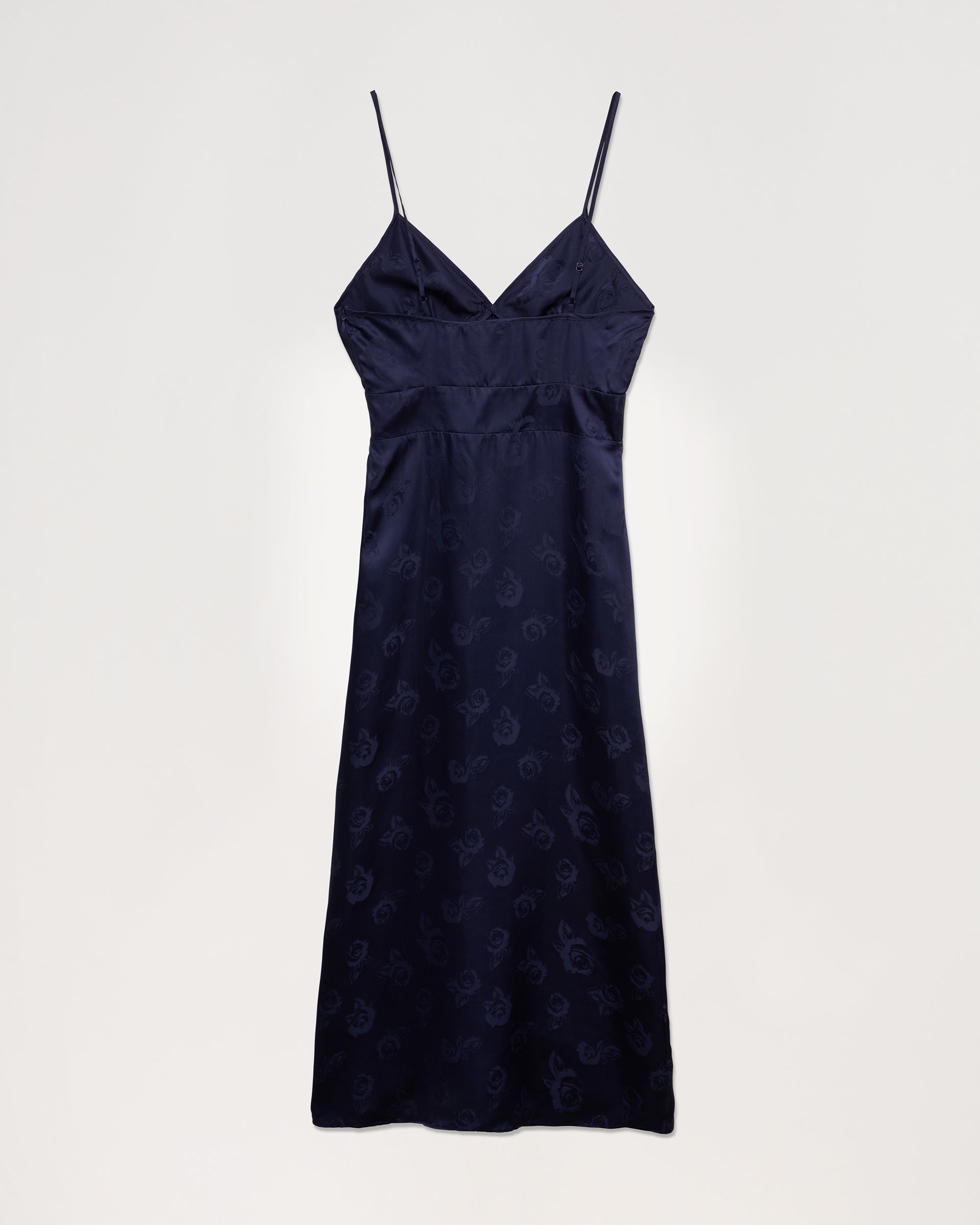 Robe longue Martha en soie - Navy Jacquard