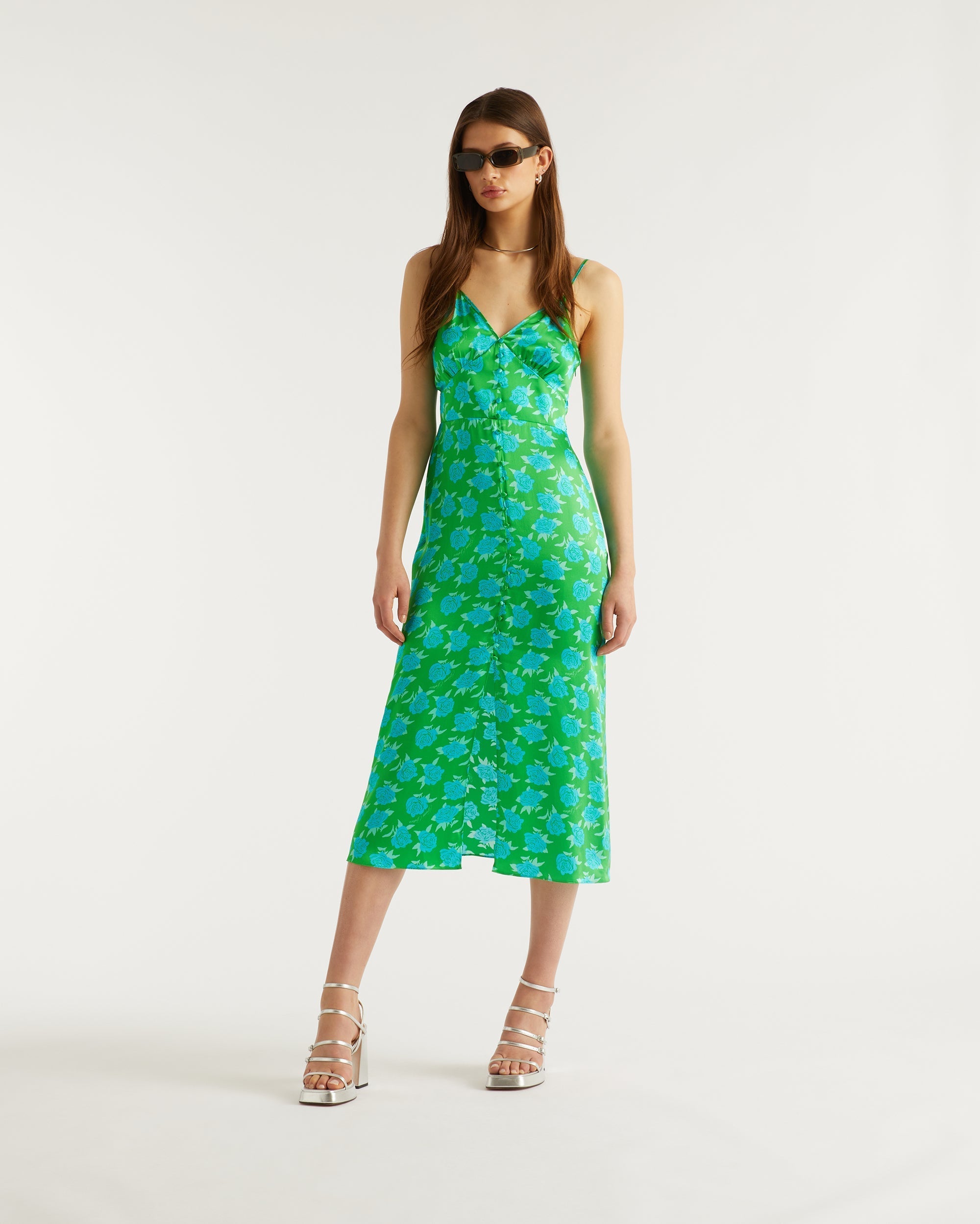Robe longue Martha en soie - Little Roses