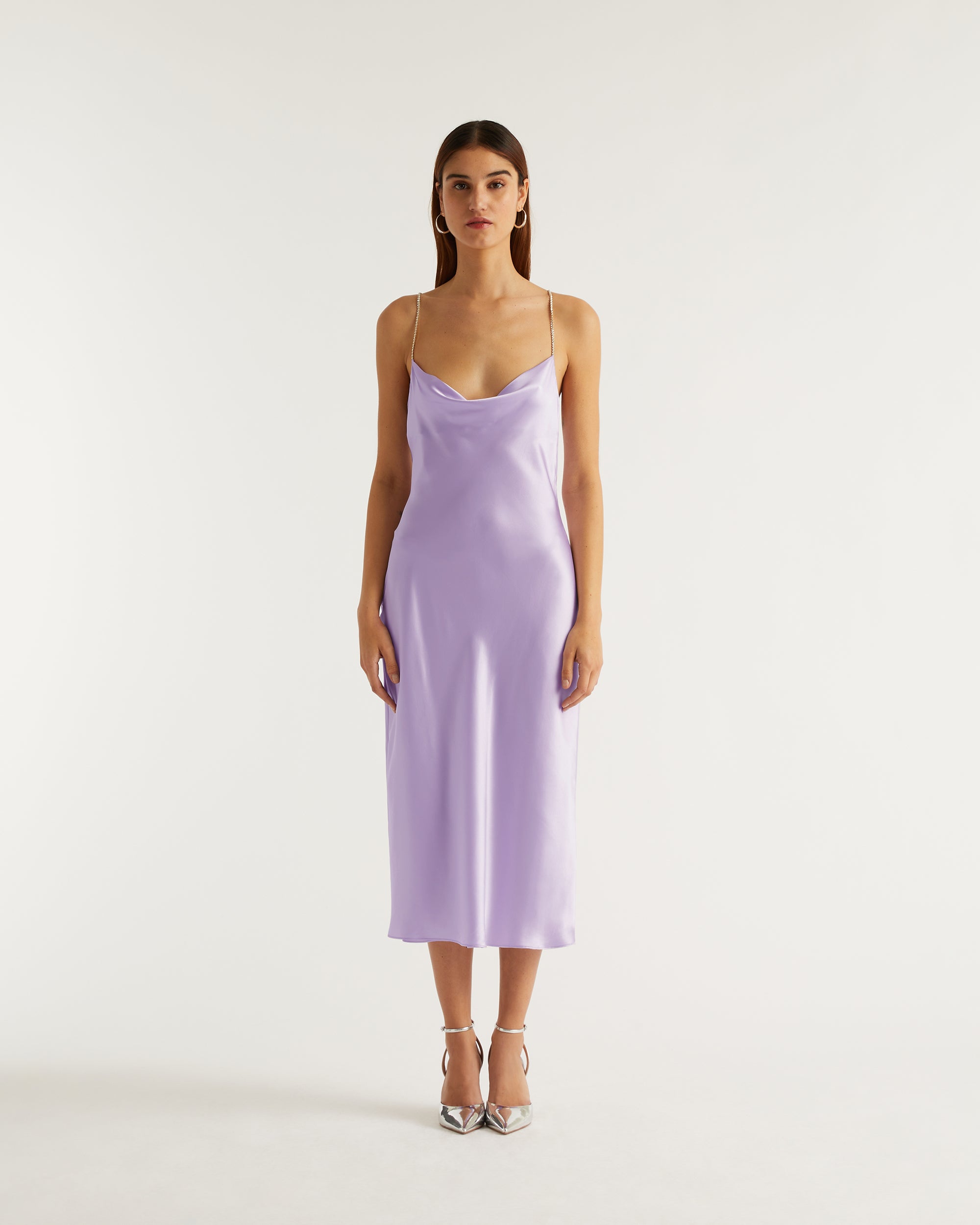 Robe longue Naomi en soie - Lilac