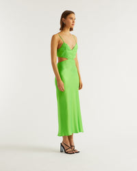 Robe longue Charlize en soie - Neon Green