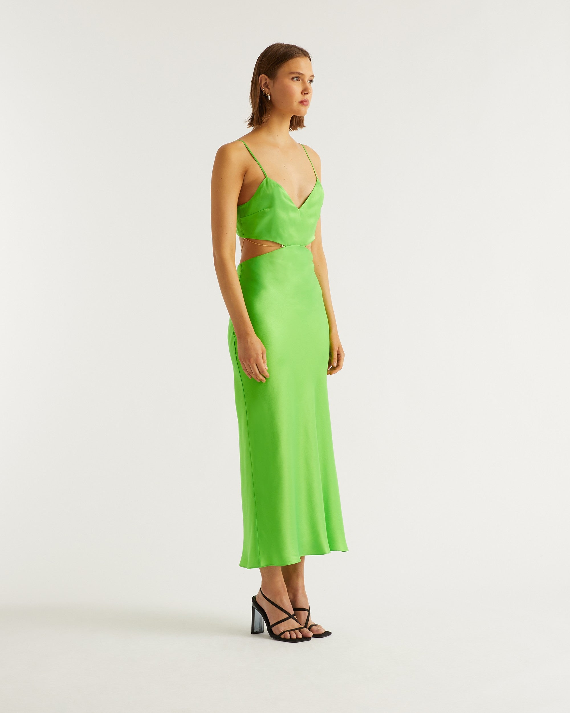 Robe longue Charlize en soie - Neon Green