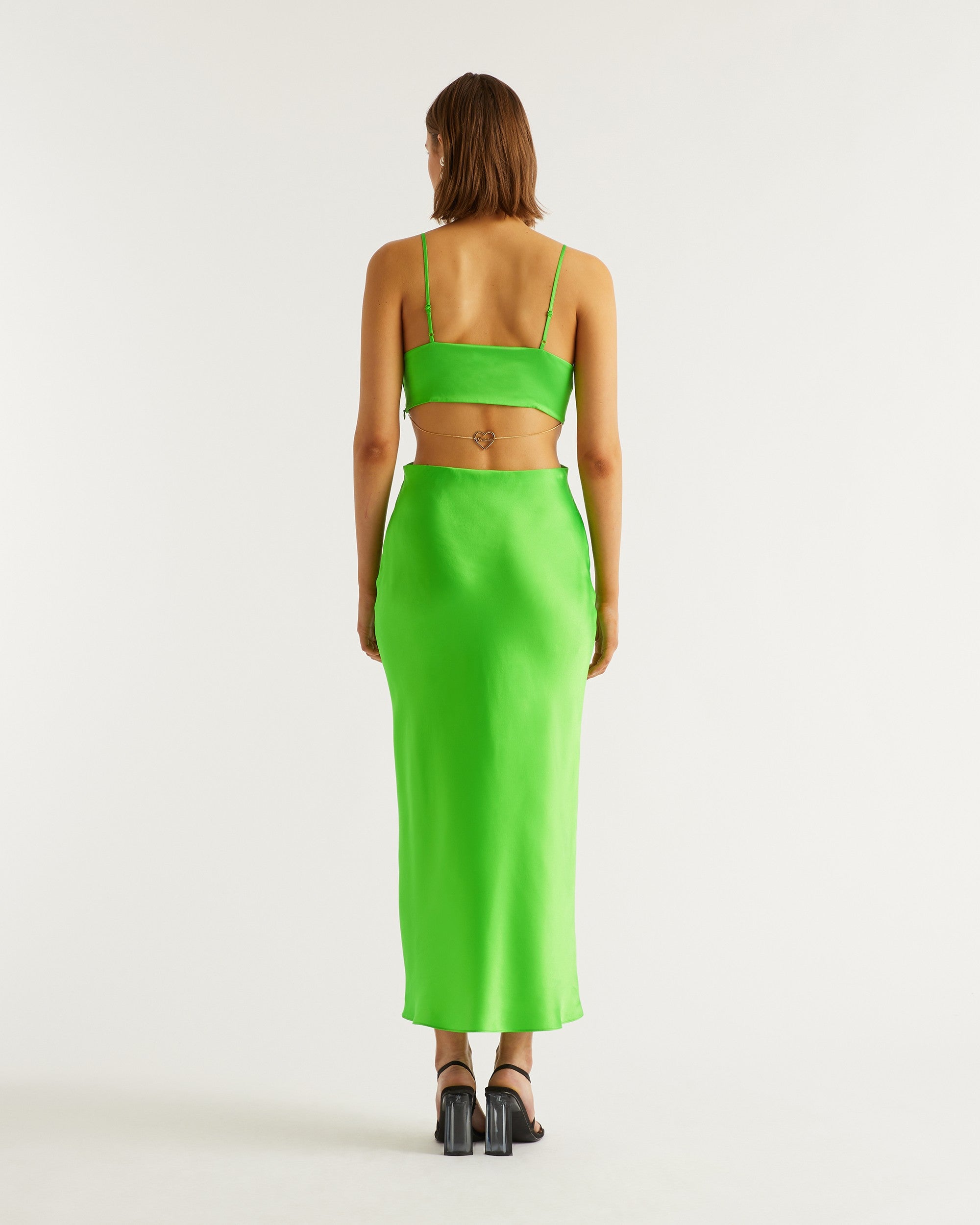 Robe longue Charlize en soie - Neon Green