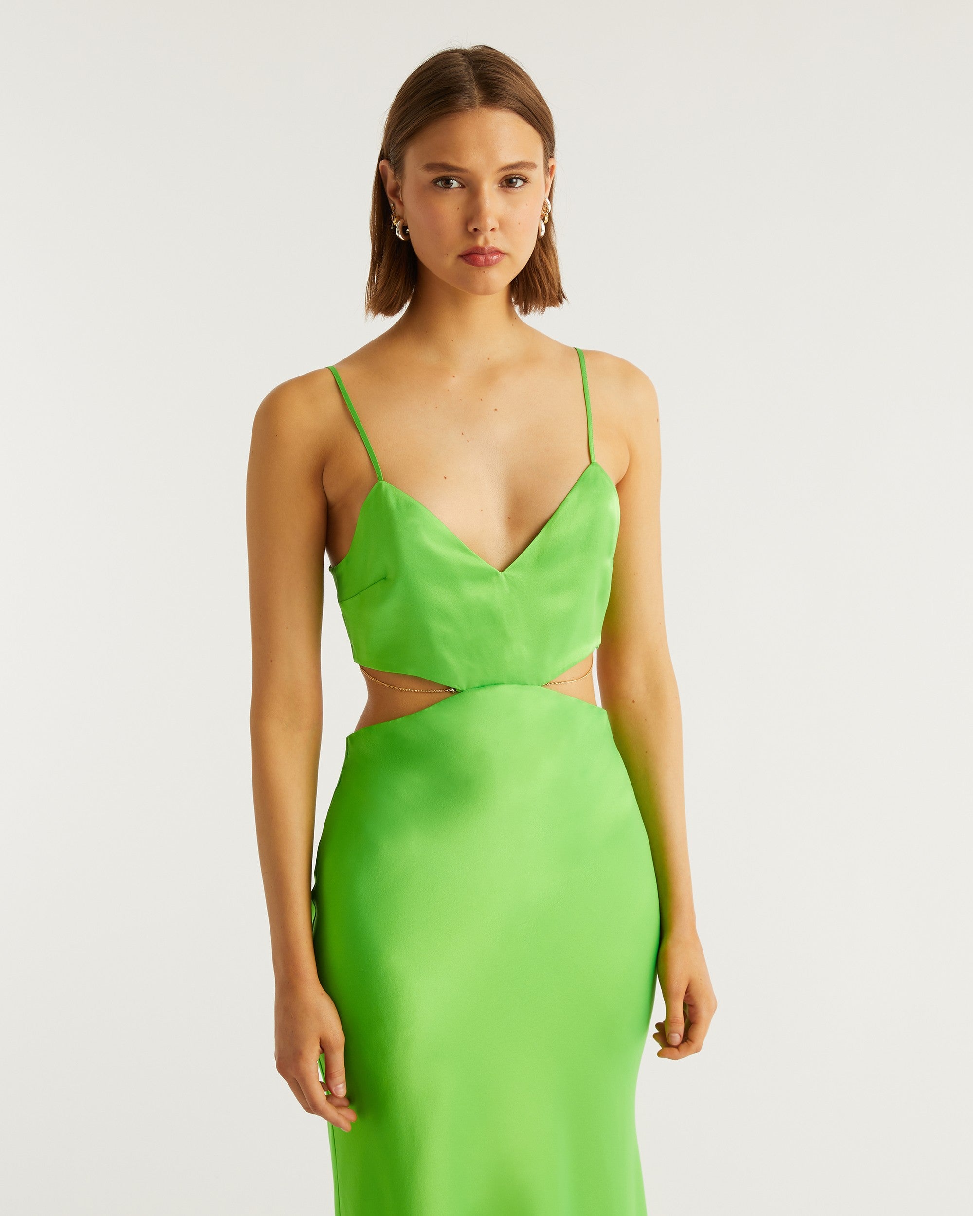 Robe longue Charlize en soie - Neon Green
