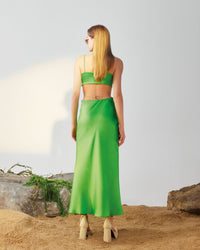 Robe longue Charlize en soie - Neon Green