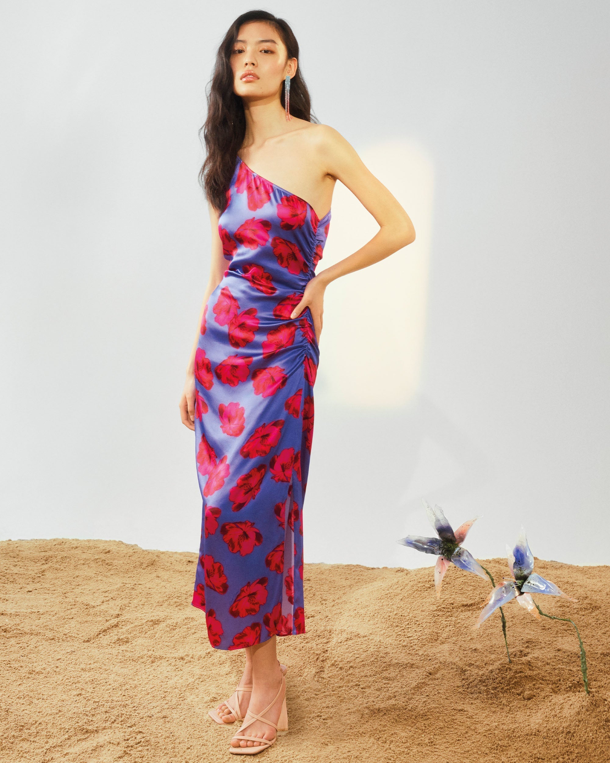 Robe longue Natacha en soie - Purple Poppy