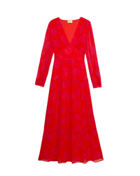 Robe longue Sacha en soie - Red Poppy
