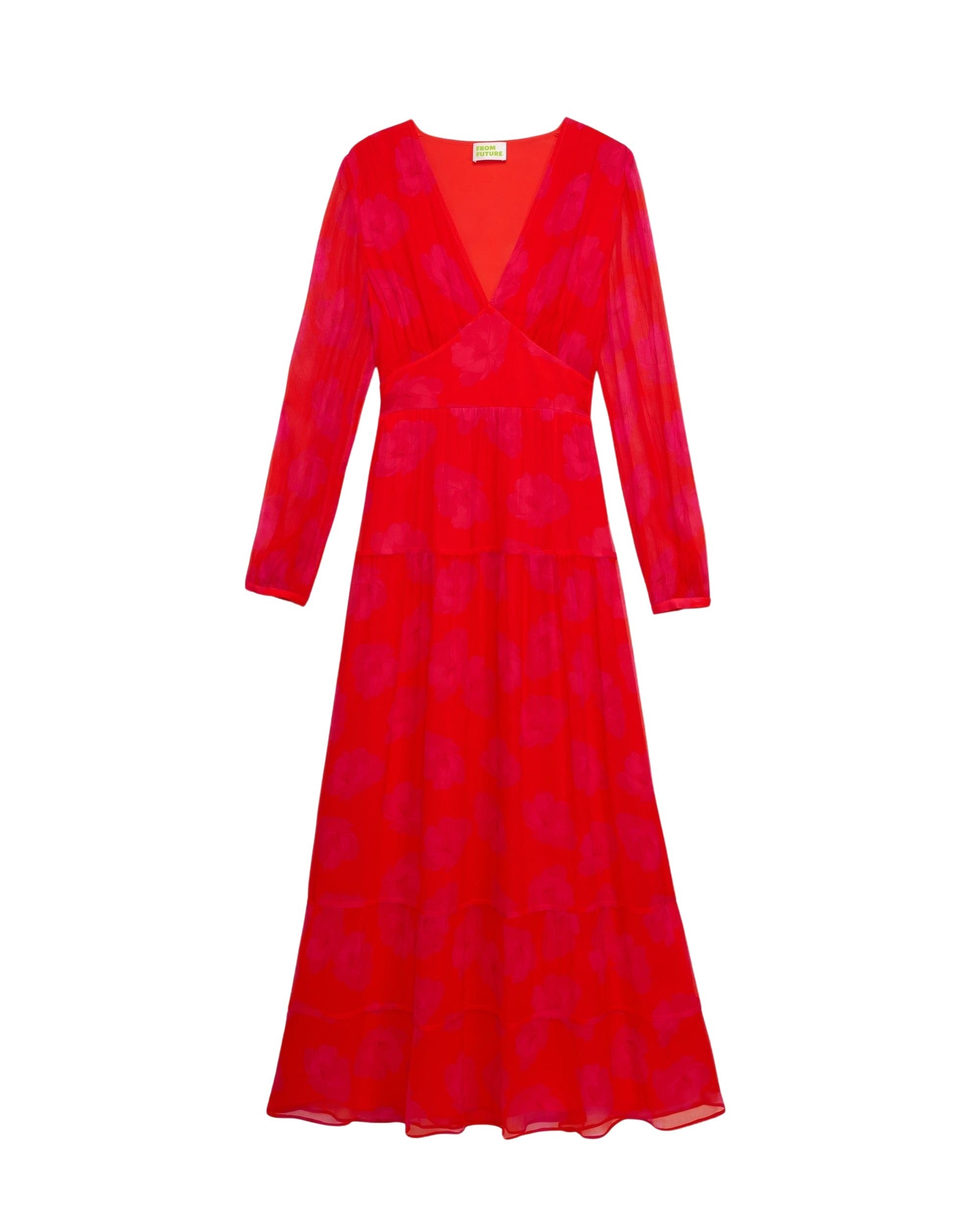 Robe longue Sacha en soie - Red Poppy