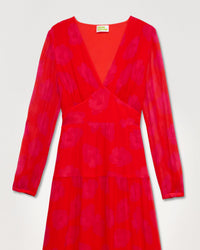 Robe longue Sacha en soie - Red Poppy