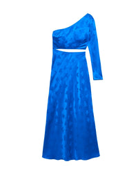 Robe longue Penelope en soie - Blue Jacquard