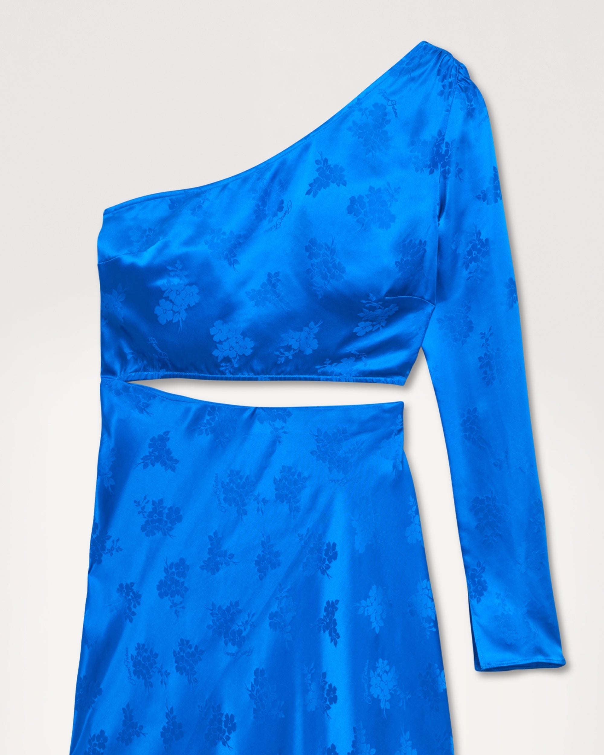 Robe longue Penelope en soie - Blue Jacquard