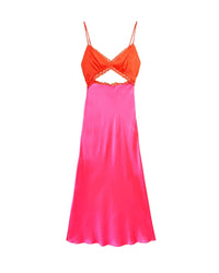 Robe longue Abigail en soie - Neon Pink