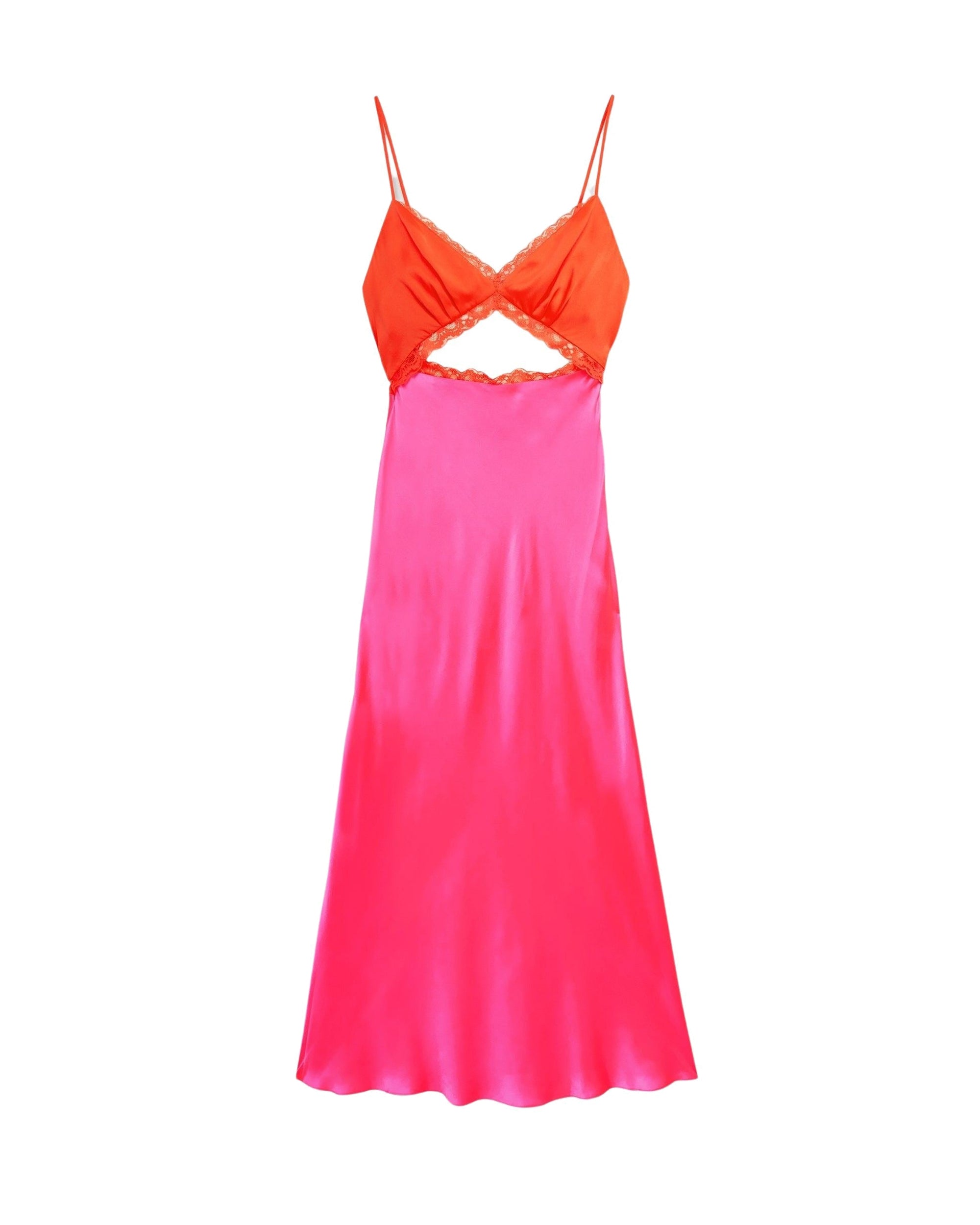 Robe longue Abigail en soie - Neon Pink