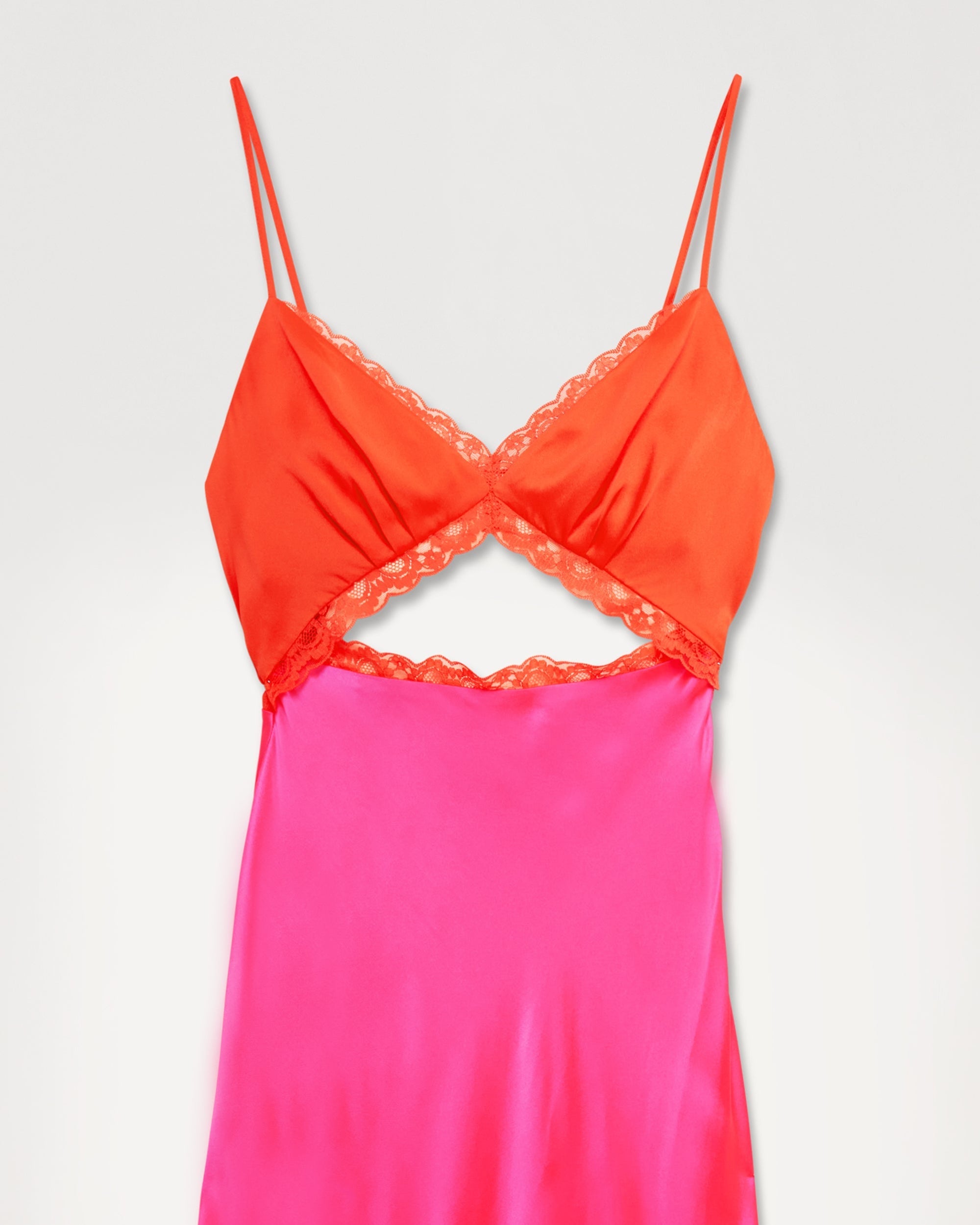 Robe longue Abigail en soie - Neon Pink