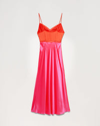 Robe longue Abigail en soie - Neon Pink
