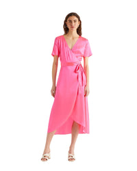 Robe longue Livia en soie - Neon Pink