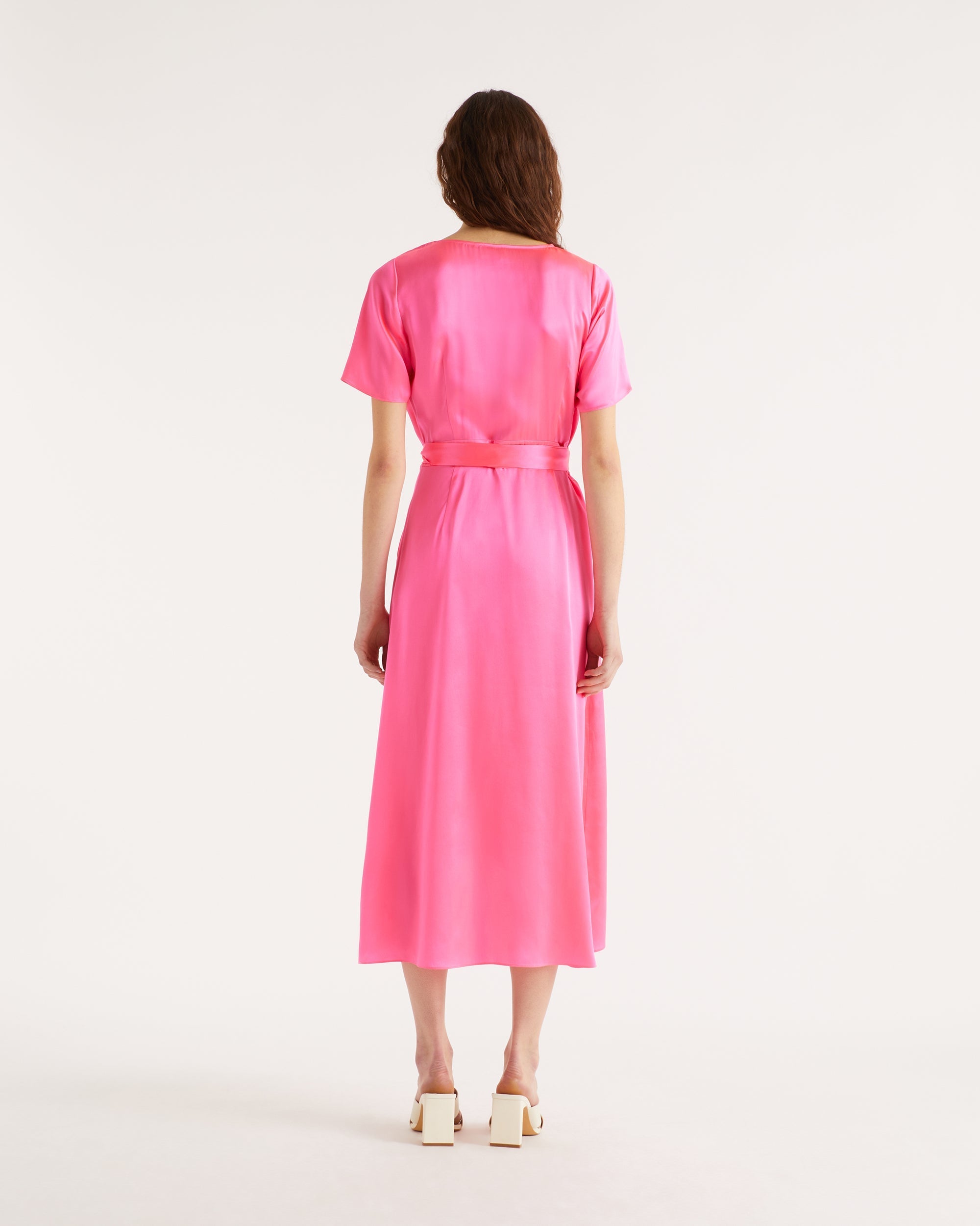 Robe longue Livia en soie - Neon Pink