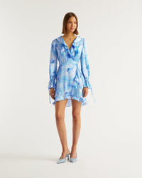 Robe courte Keira en soie - Magic Flowers